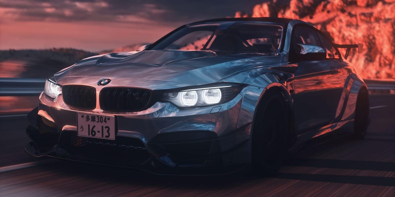 bmw, car, car wallpapers, bmw m4, desert, street, night, nature, vehicle, automobile