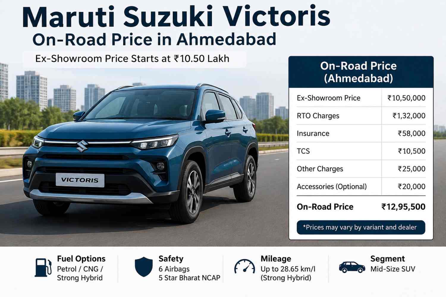 Maruti Victoris On-Road Price Ahmedabad 2026