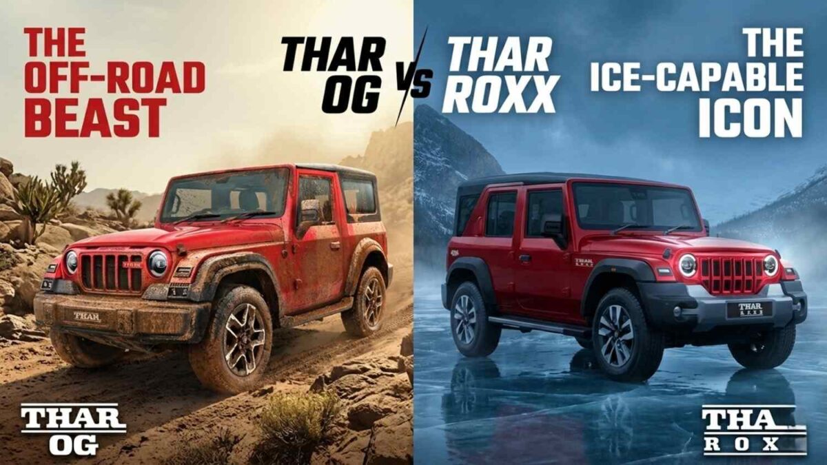 Mahindra Thar OG and Thar Roxx parked side by side